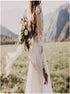 A Line Scoop Chiffon Ivory Lace Wedding Dress LBQW0116